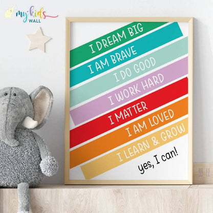 Daily positive affirmations wall art wooden frame