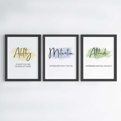 Daily positive vibes wall art set of 3 black frame