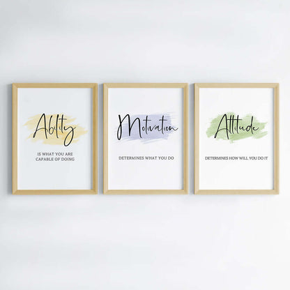 Daily positive vibes wall art set of 3 wooden frame