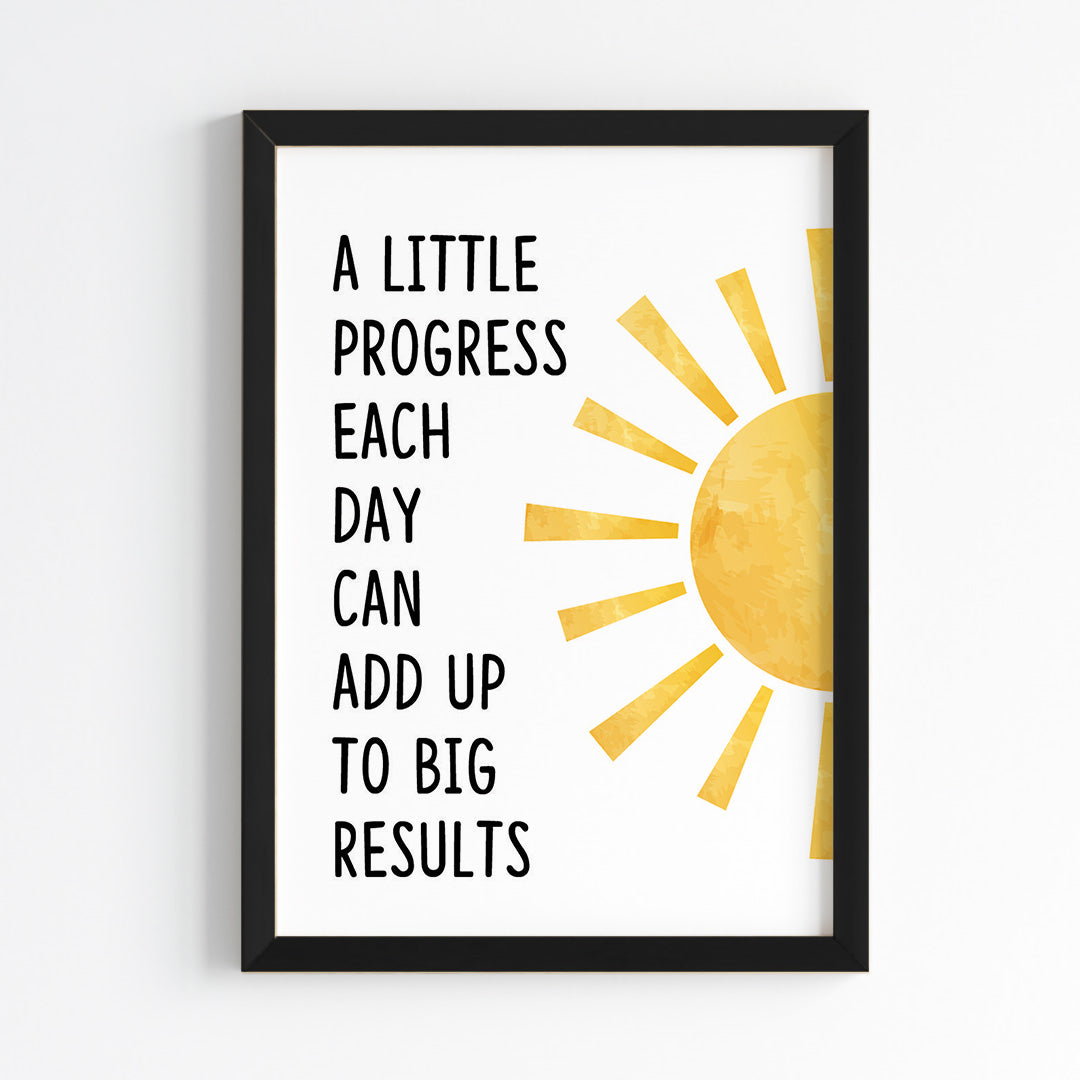 Daily Progress Motivational Wall Art (Framed)