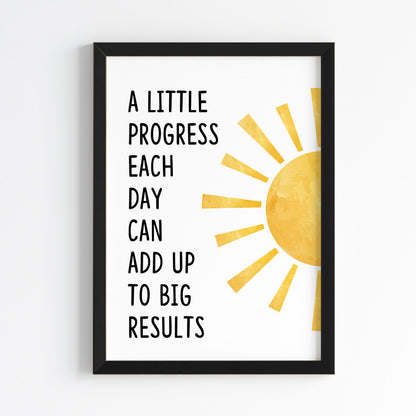 Daily Progress Motivational Wall Art (Framed)
