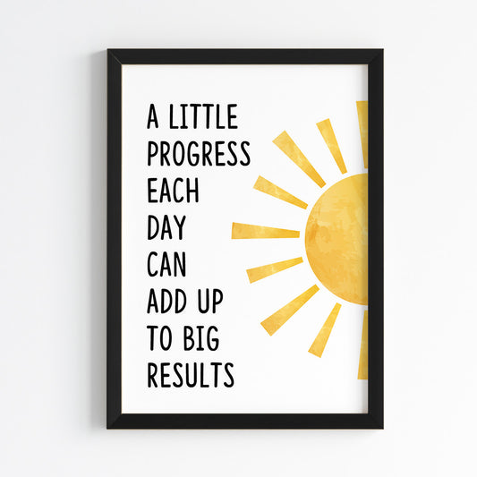 Daily Progress Motivational Wall Art (Framed)