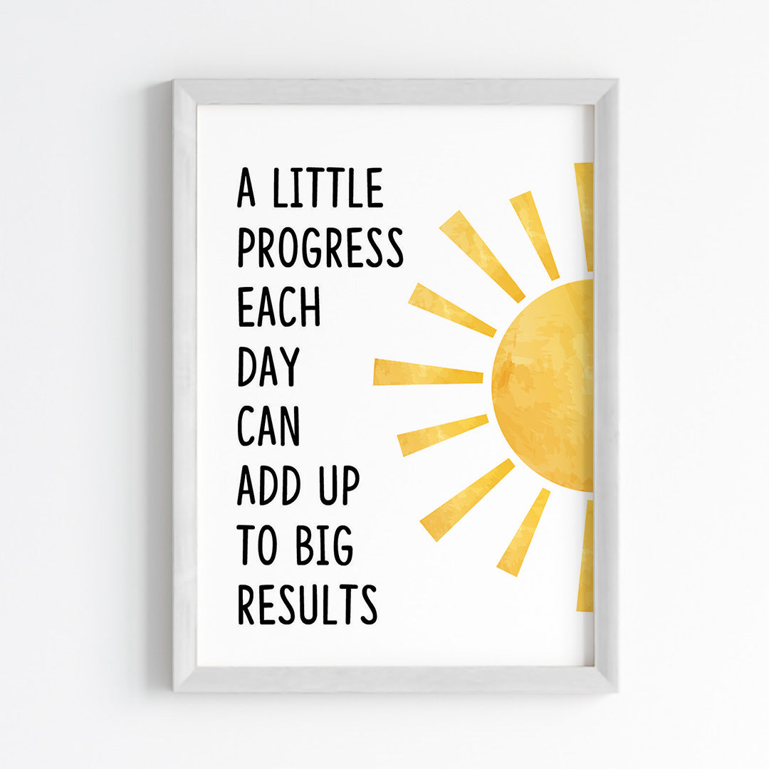 Daily Progress Motivational Wall Art (Framed)