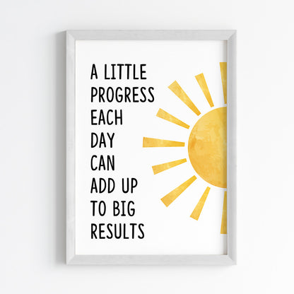 Daily Progress Motivational Wall Art (Framed)
