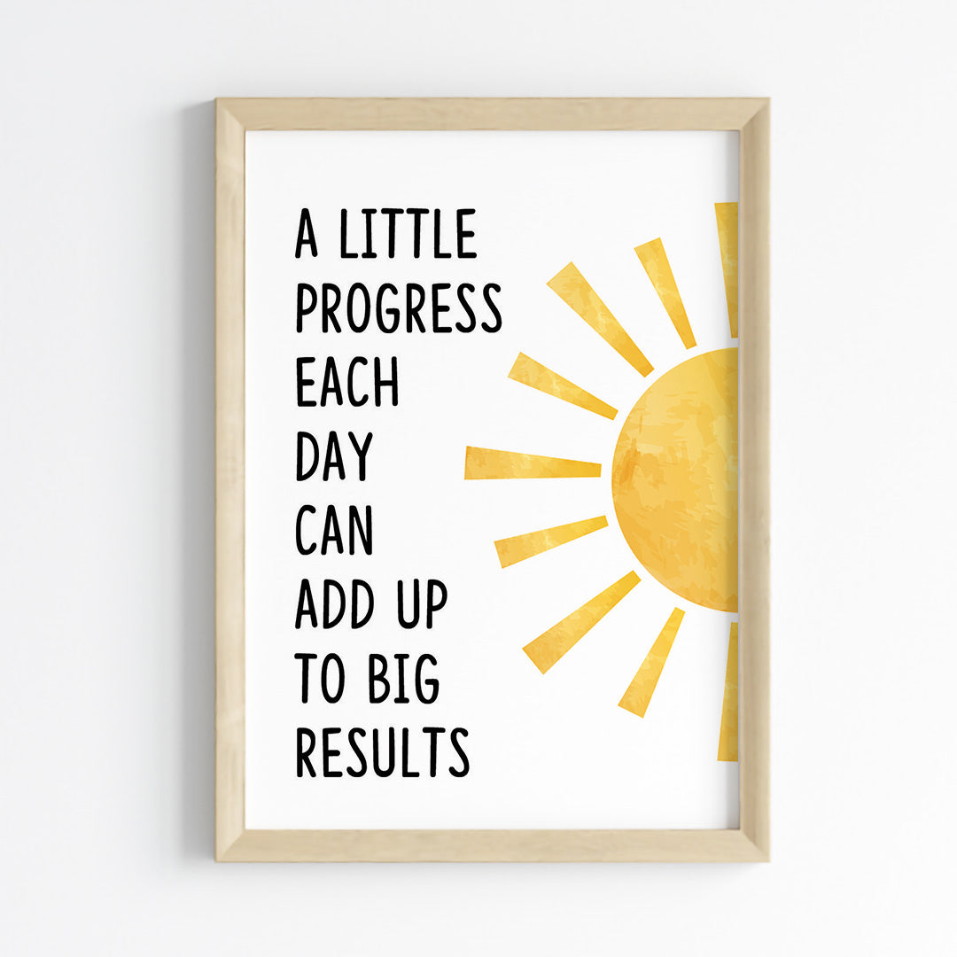 Daily Progress Motivational Wall Art (Framed)