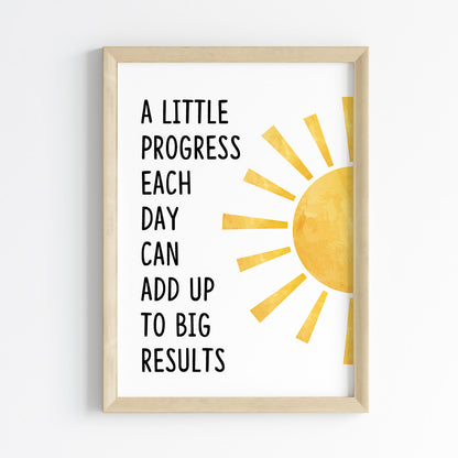 Daily Progress Motivational Wall Art (Framed)