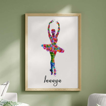 Multicolor dancing ballerina wall art wooden frame