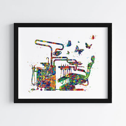 Dental Chair Watercolor Art (Framed)