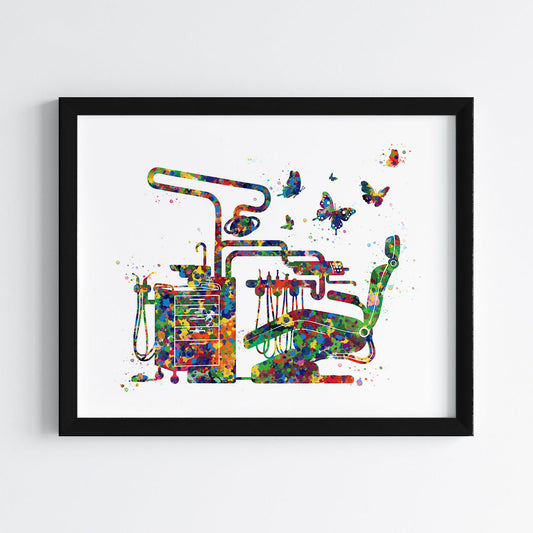 Dental Chair Watercolor Art (Framed)