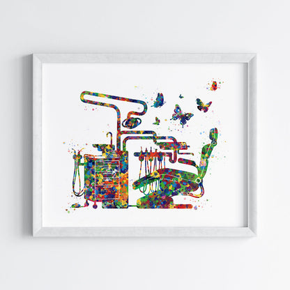 Dental Chair Watercolor Art (Framed)