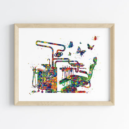Dental Chair Watercolor Art (Framed)