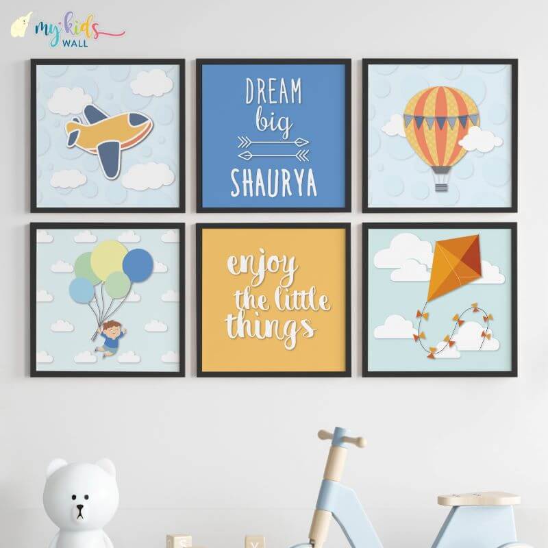 Inspirational quotes wall art set of 6 black frames