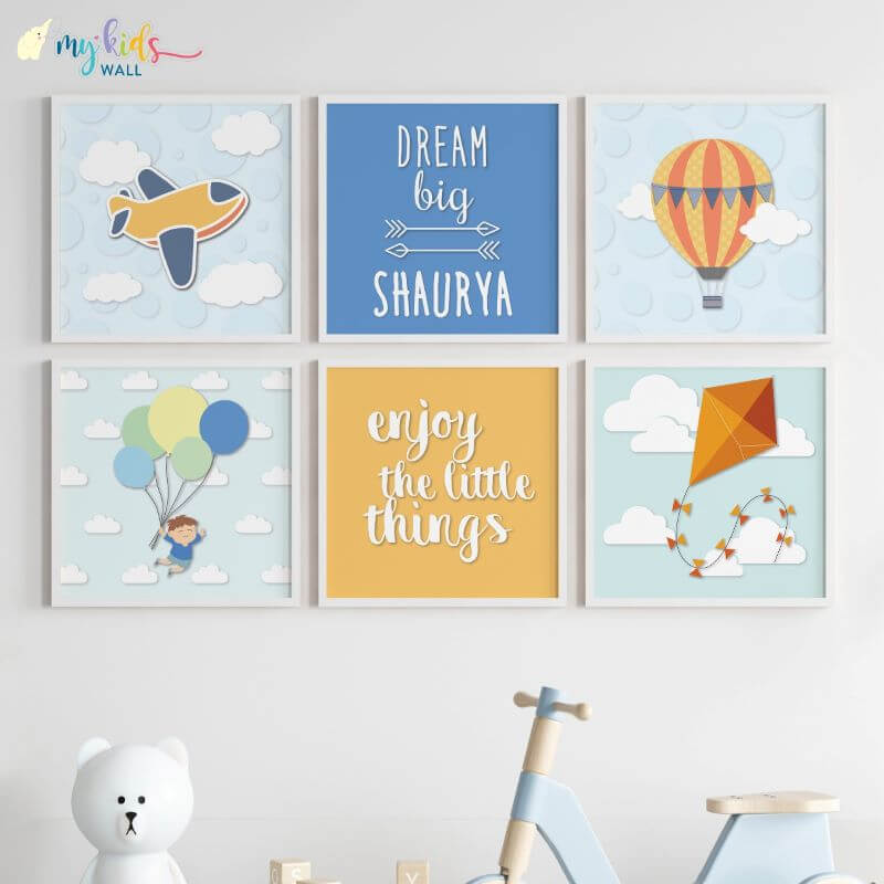 Inspirational quotes wall art set of 6 white frames