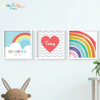 Inspirational boy nursery wall art set of 3 white frame