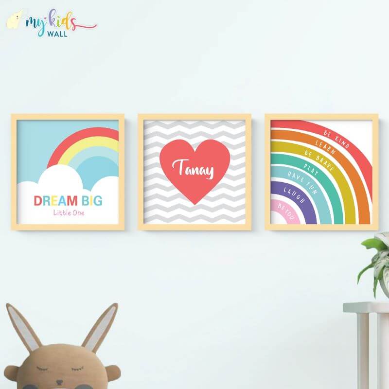 Inspirational boy nursery wall art set of 3 wooden frame