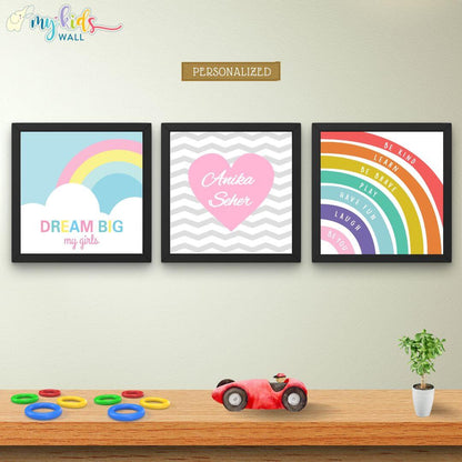 Inspirational sisters nursery wall art set of 3 black frames