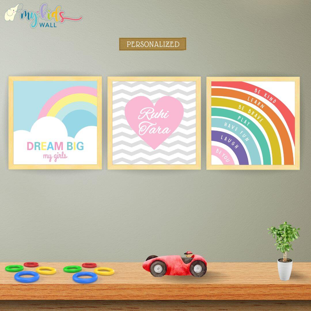 Inspirational sisters nursery wall art set of 3 wooden frames