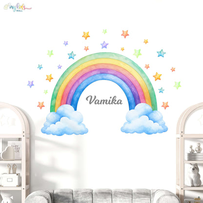 Dreamy Colorful Rainbow & Clouds Personalized Wall Stickers