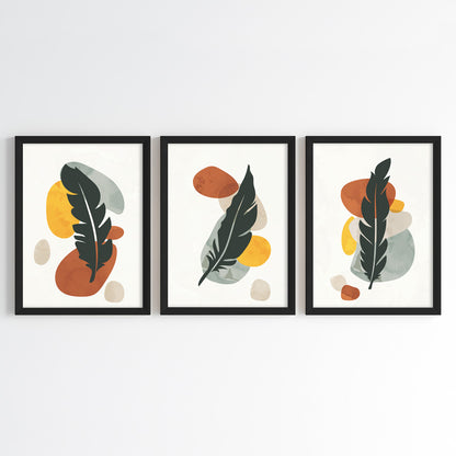 Earth & Feather Geometry Wall Art (Framed Set of 3)