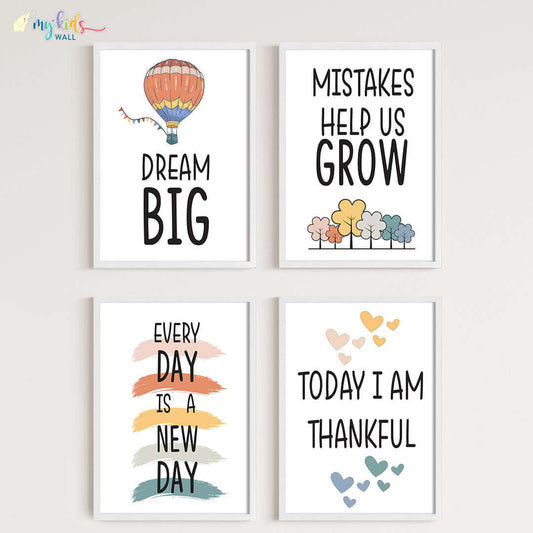 Motivational wall art elevate everyday set of 4 white frame