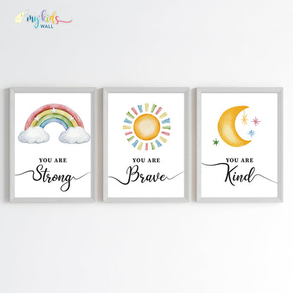 Motivational wall art empower yourself set of 3 white frame