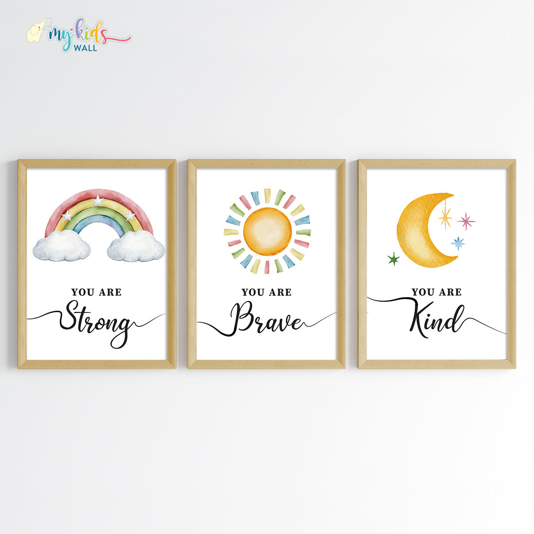 Motivational wall art empower yourself set of 3 wooden frame