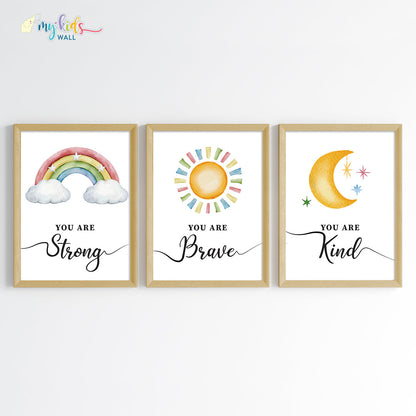 Motivational wall art empower yourself set of 3 wooden frame