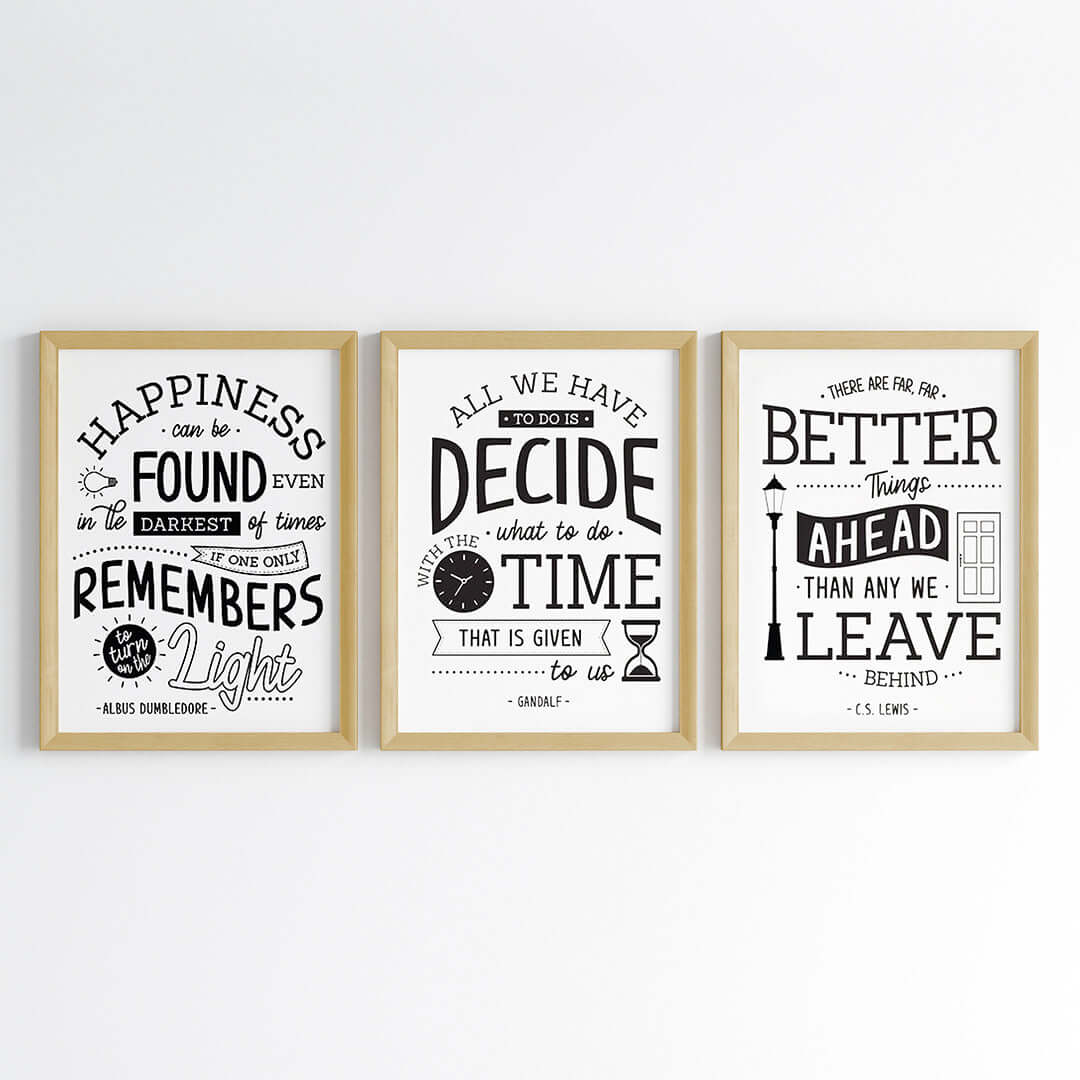 Inspirational sayings wall art set of 3 wooden frame