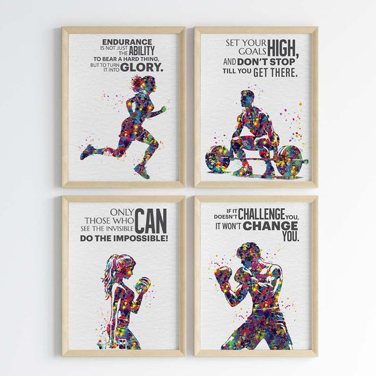 Fitness First Gym Motivational Wall Art (Framed Set of 4)