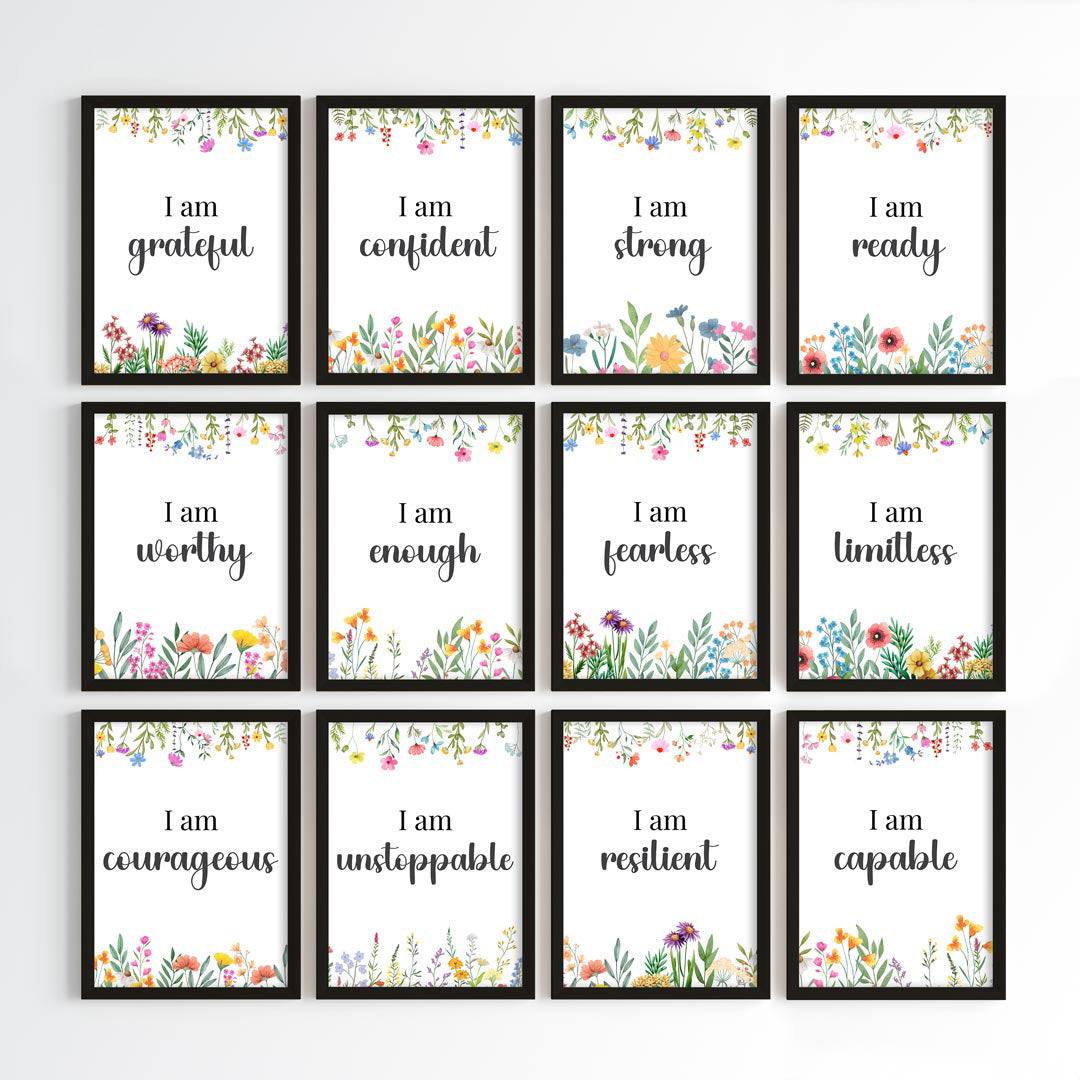 Empowering Floral Affirmations Wall Art (Framed)