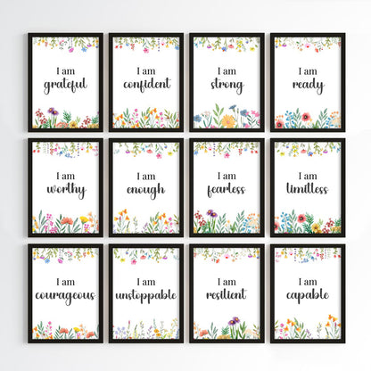 Empowering Floral Affirmations Wall Art (Framed)