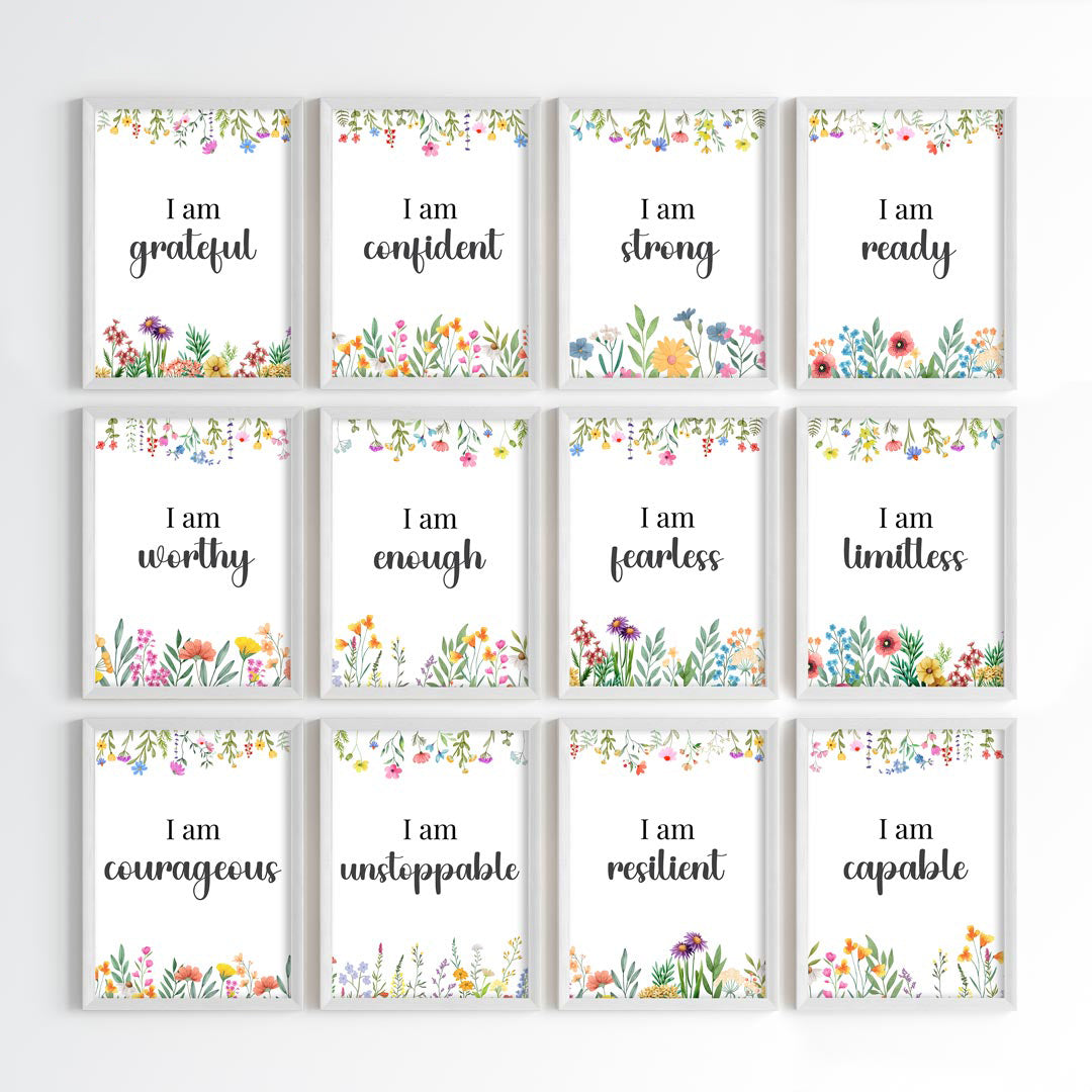 Empowering Floral Affirmations Wall Art (Framed)