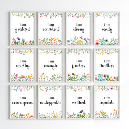 Empowering Floral Affirmations Wall Art (Framed)