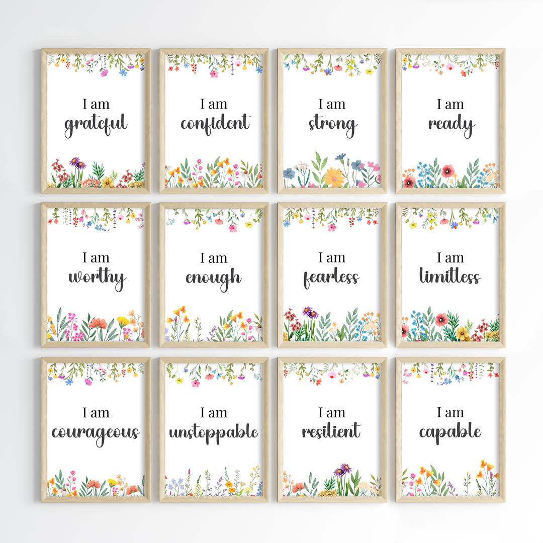 Empowering Floral Affirmations Wall Art (Framed)
