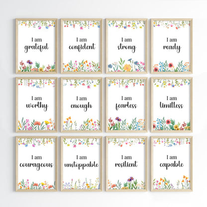 Empowering Floral Affirmations Wall Art (Framed)