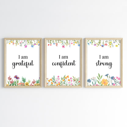 Empowering Floral Affirmations Wall Art (Framed)