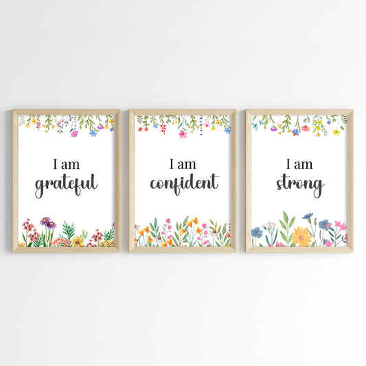 Empowering Floral Affirmations Wall Art (Framed)
