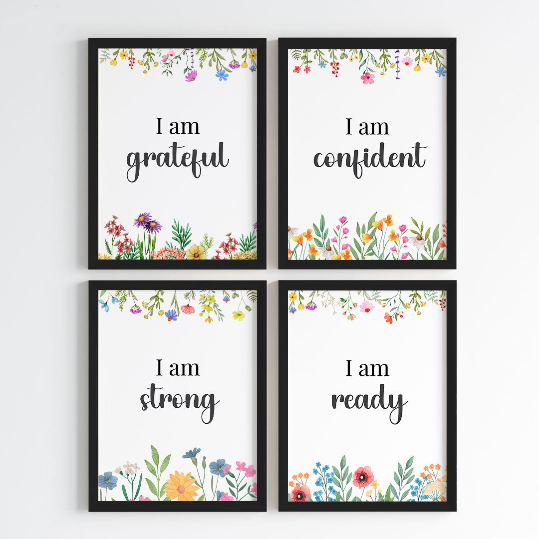 Empowering Floral Affirmations Wall Art (Framed)