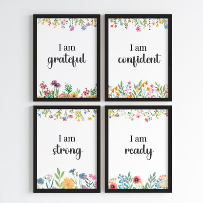 Empowering Floral Affirmations Wall Art (Framed)