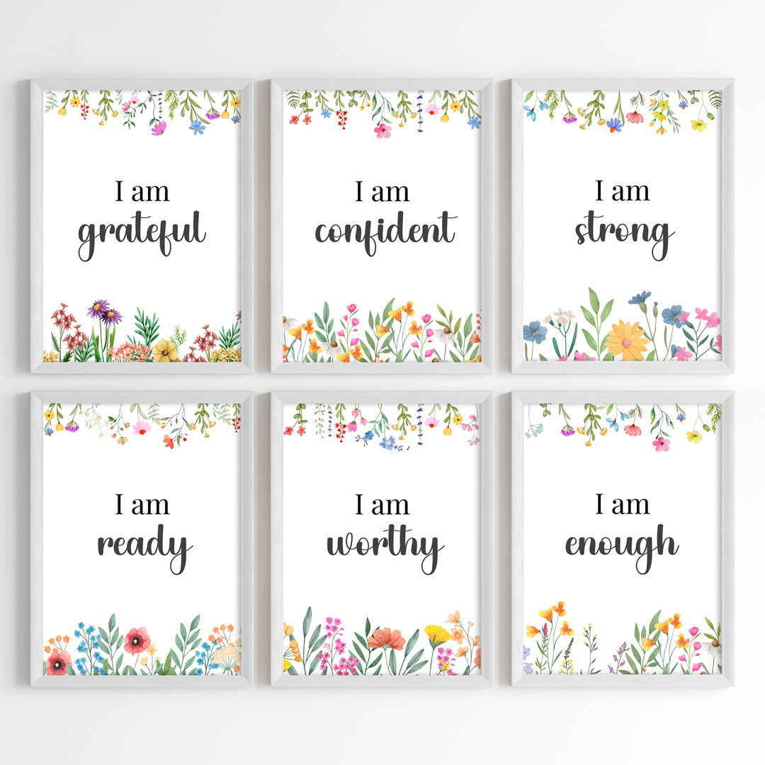Empowering Floral Affirmations Wall Art (Framed)