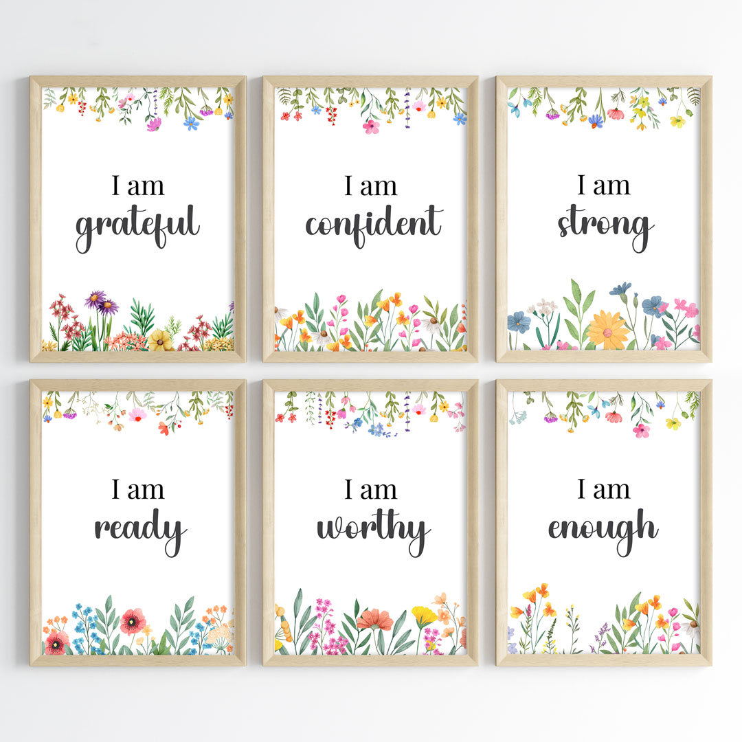 Empowering Floral Affirmations Wall Art (Framed)