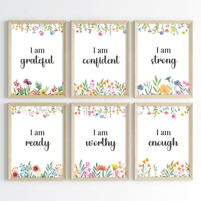 Empowering Floral Affirmations Wall Art (Framed)