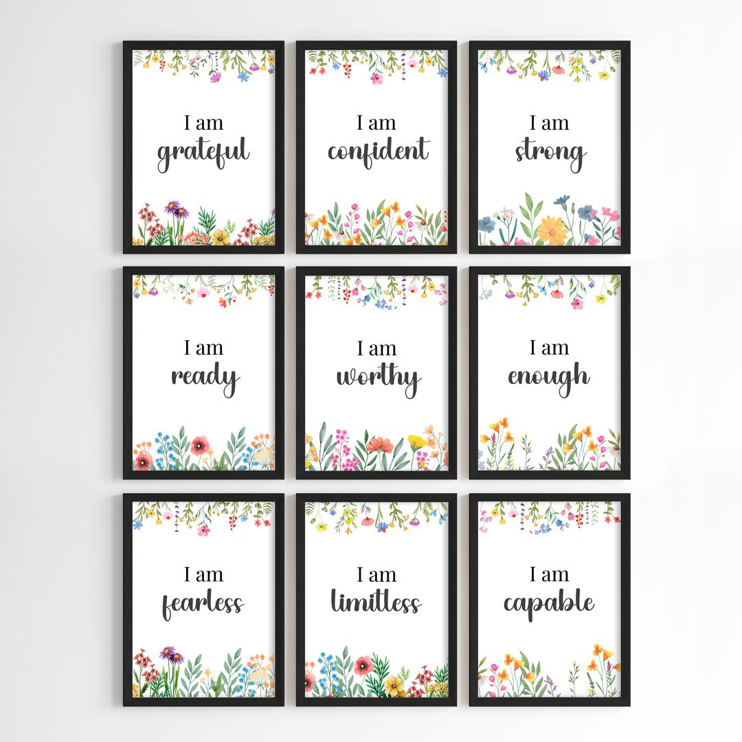 Empowering Floral Affirmations Wall Art (Framed)