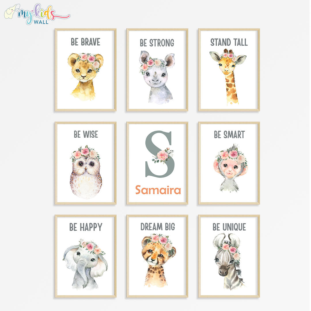 inspirational baby animals wall art set of 9 wooden frame