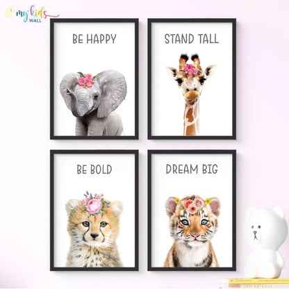 inspirational baby animals wall art set of 4 black frame