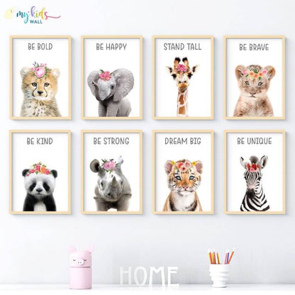 inspirational baby animals wall art set of 8 wooden frame