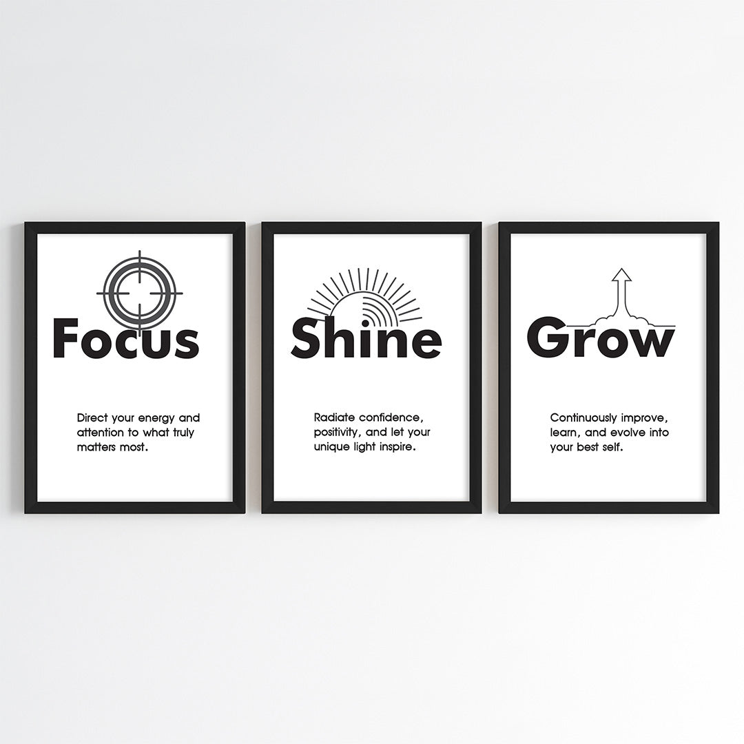 Focus Shine Grow Wall Art (Framed Set of 3)