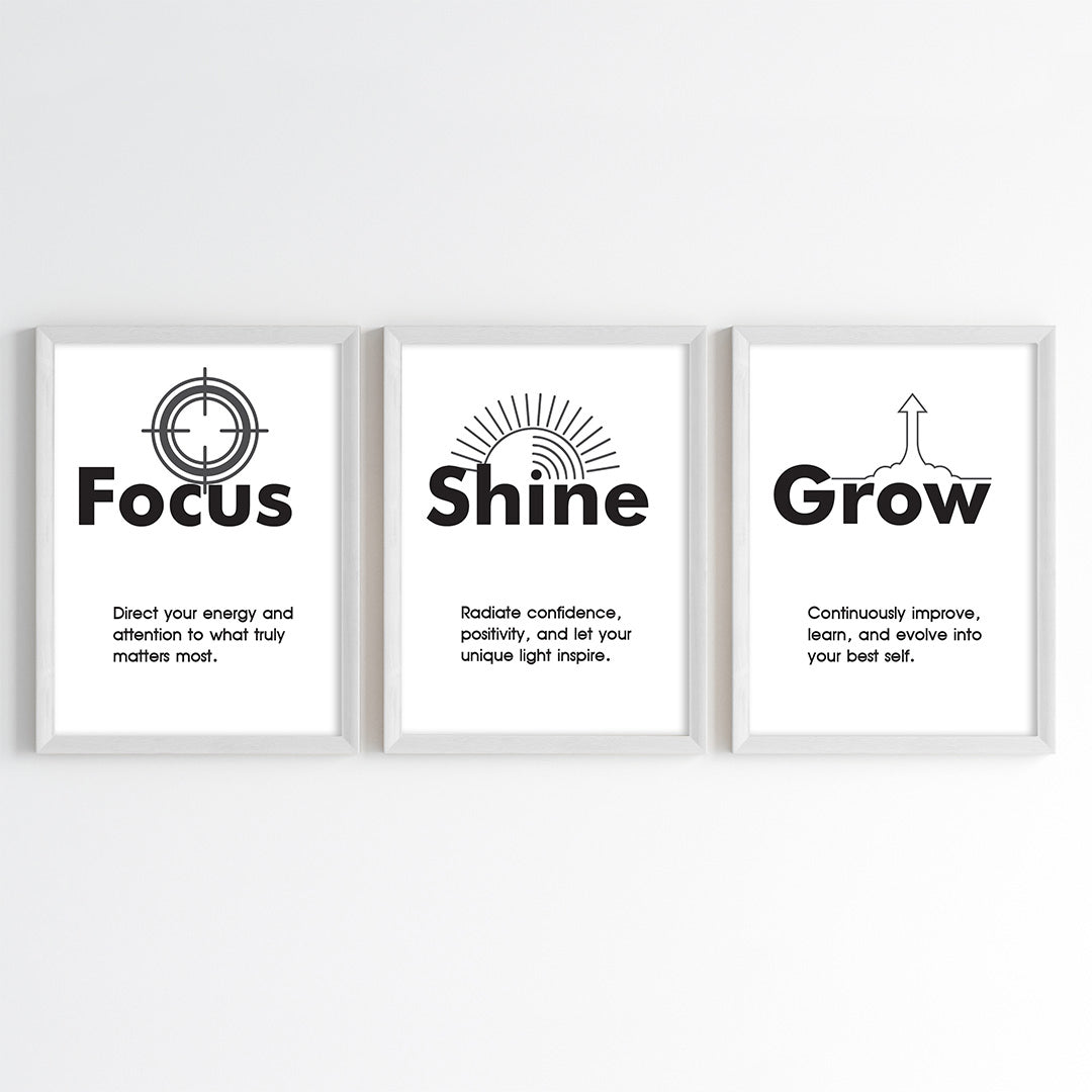 Focus Shine Grow Wall Art (Framed Set of 3)