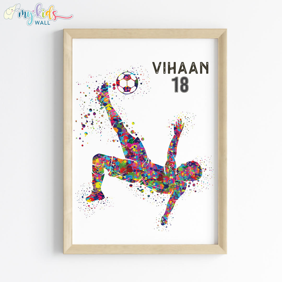 Football Bicycle Kick Personalized Wall Art Framed wooden