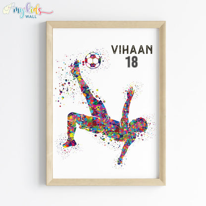 Football Bicycle Kick Personalized Wall Art Framed wooden